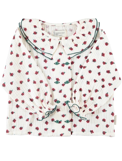 【piupiuchick】Double Collar Blouse with Little Flowers / Ecru 【piupiuchick】Double Collar Blouse with Little Flowers / Ecru