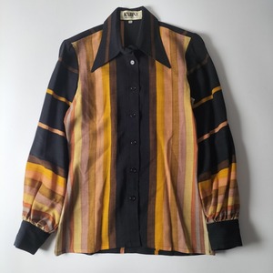 スイス製 KARINE マルチストライプ ブラウスシャツ