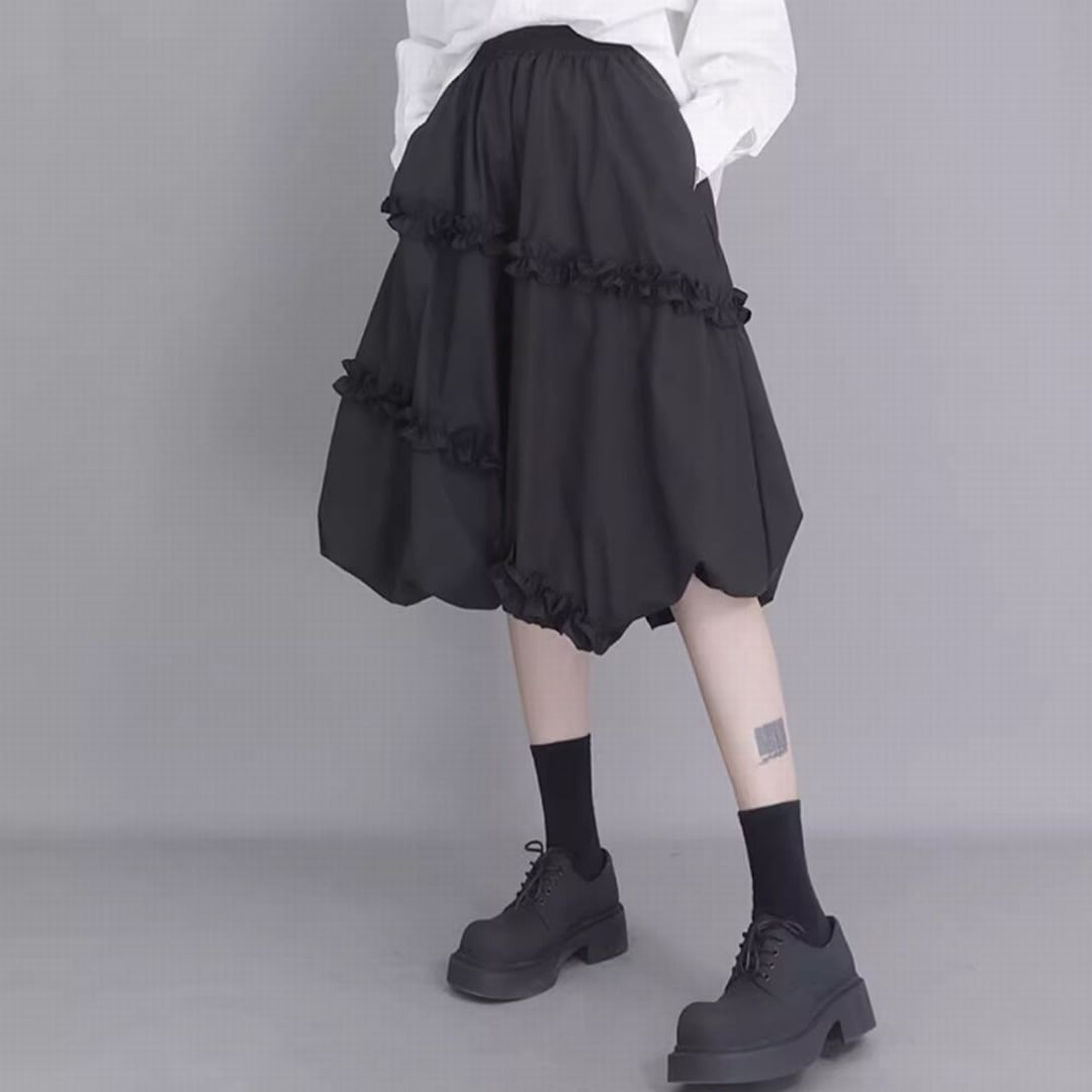 ハイウエストフリル付きバルーンスカート SK0252