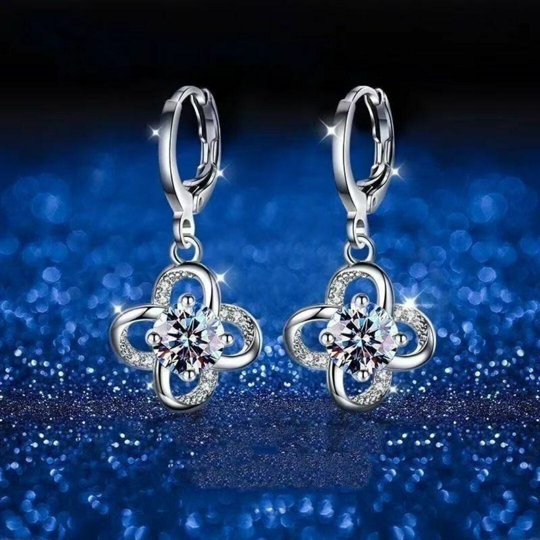 ピアス クローバー 花 フラワー クリスタル S925 ファッション