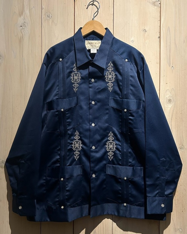 【a.k.a.C.a.k.a vintage】Beautiful Embroidery Vintage L/S Satin Cuba Shirt