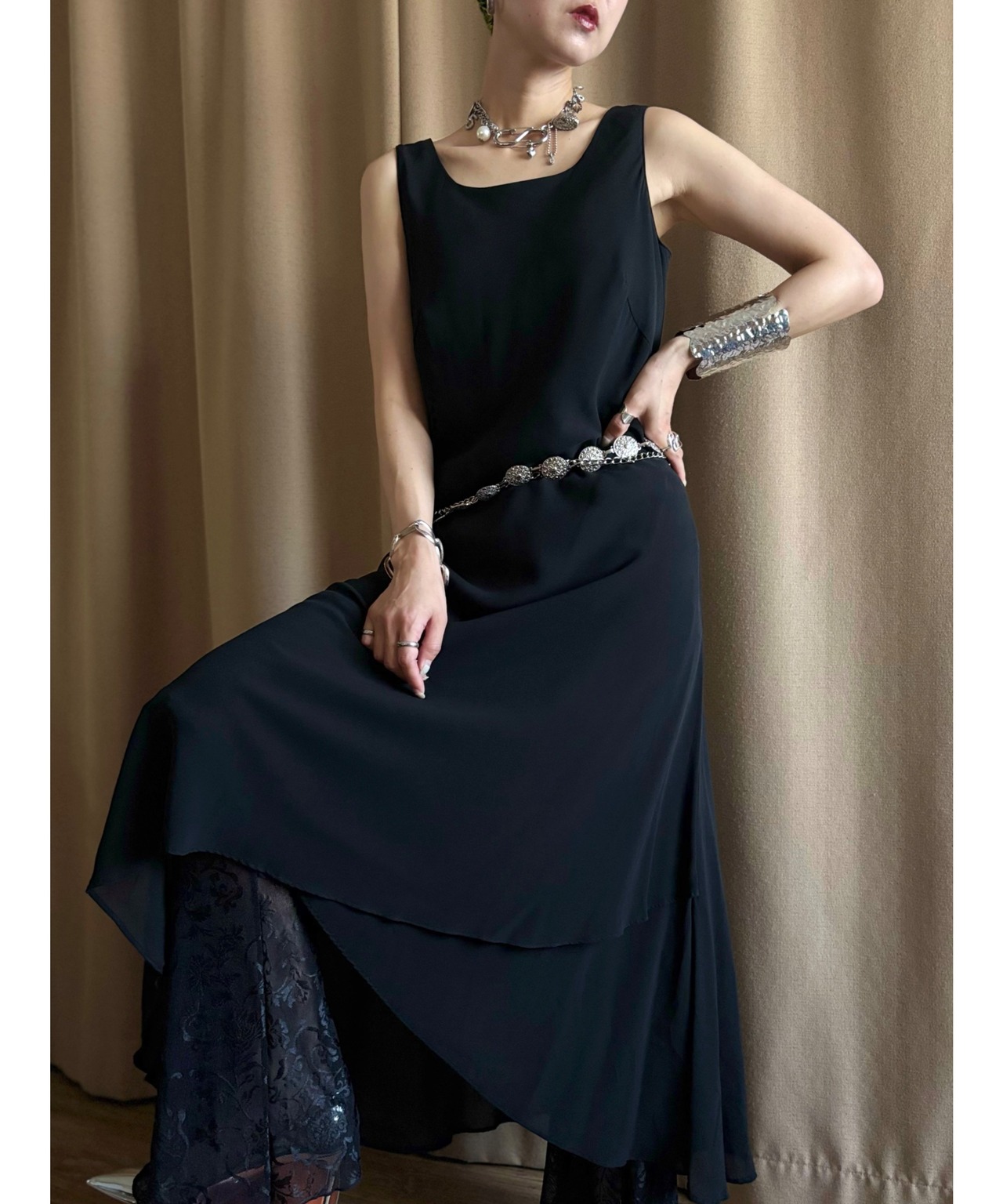 elegance black sheer dress-4848-7
