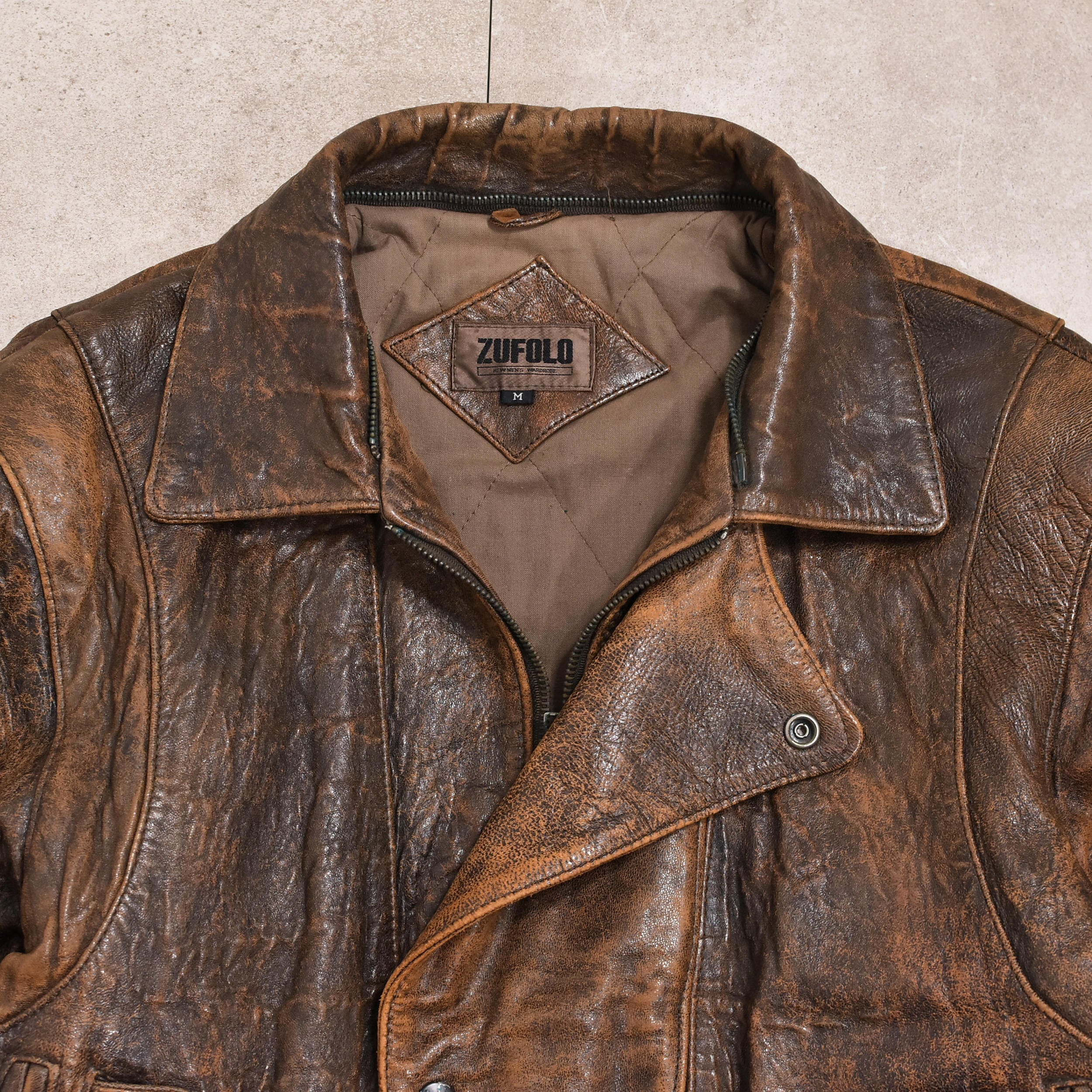 90s aging processing leather jkt | 古着屋 grin days memory 【公式