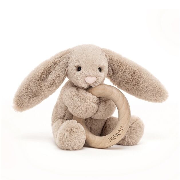 Jellycat ジェリーキャット | Bashful Beige Bunny Wooden Ring Toy ...