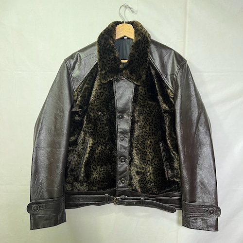 Vintage Leather Grizzly Jacket 再構築 熊ジャン オワジャン ヴィンテージ グリズリージャケット レザー ムートン 40s 50s ライダース 豹柄 レオパード 42