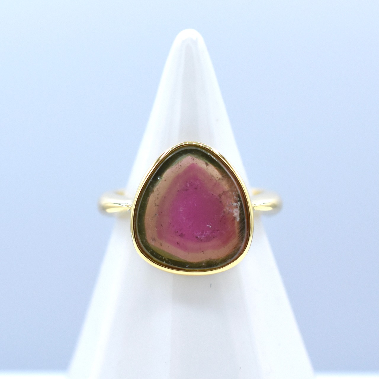 1点物❗️ウォーターメロントリマリン 18K イエローゴールド リング  