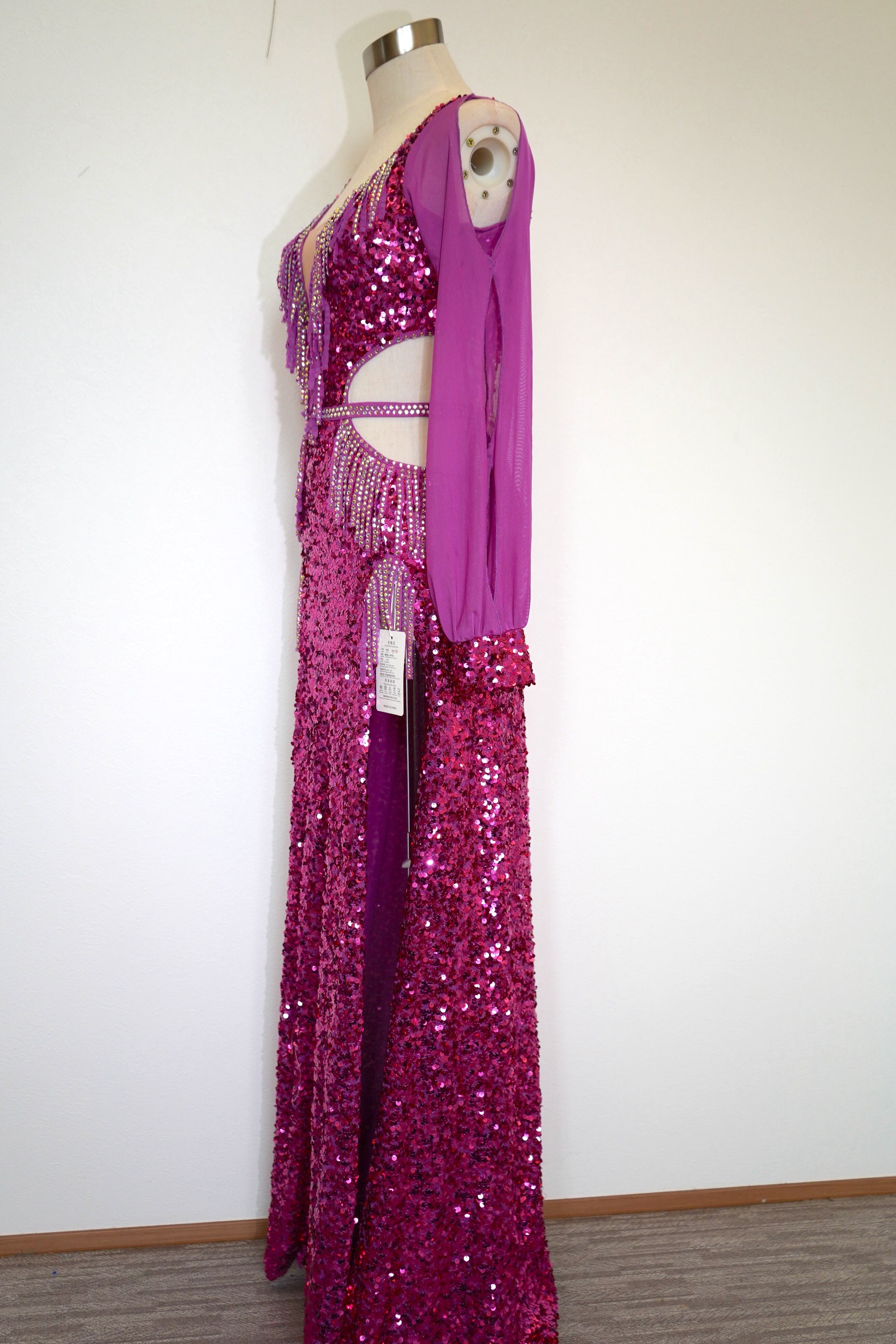 再入荷【即日発送】スパンコール ワンピース バラディドレス