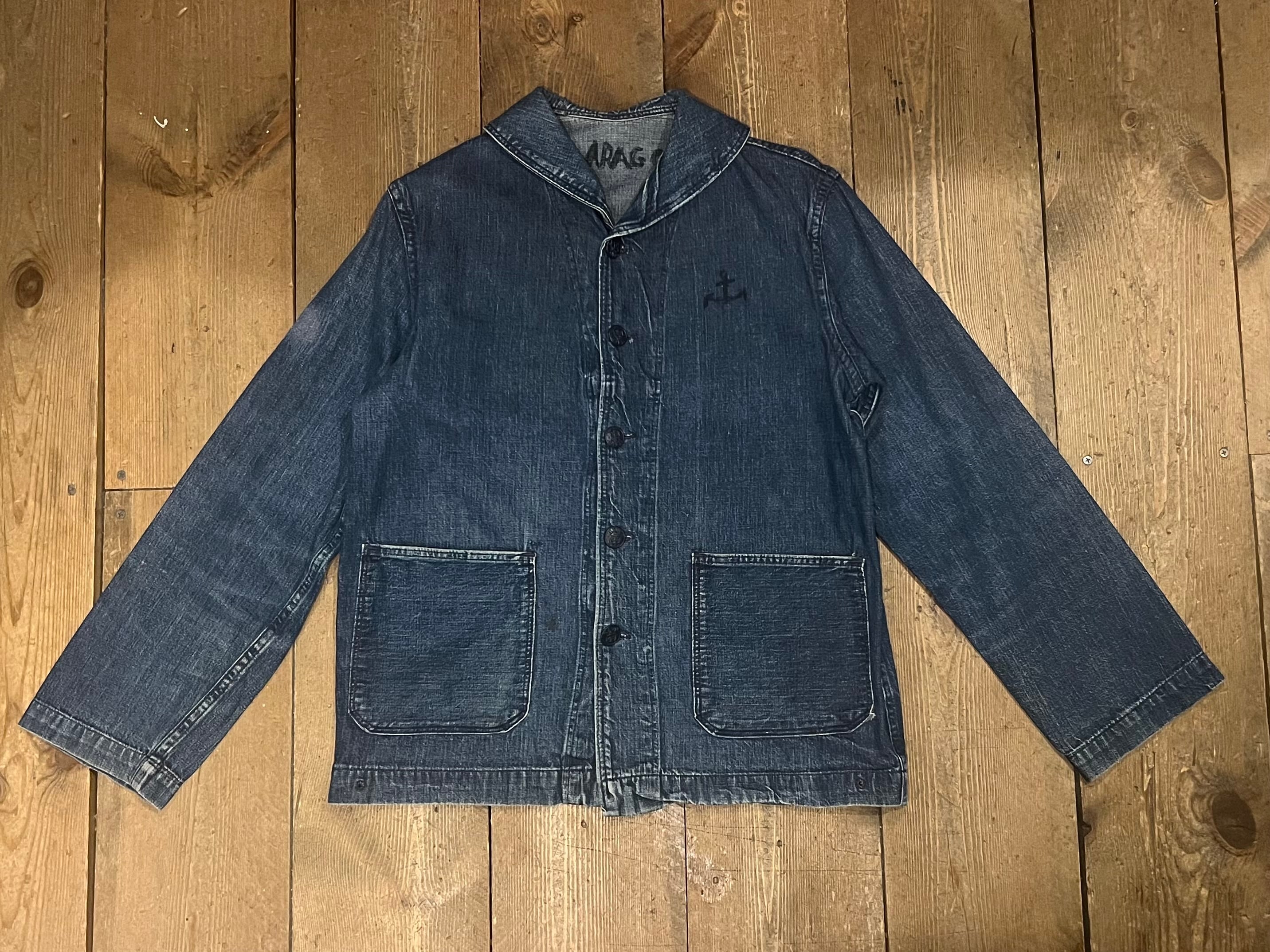 40's チェンジボタンショールカラー US.NAVY ステンシル有り 1940's US NAVY ショールカラーカバーオール ステンシル入り チェンジ