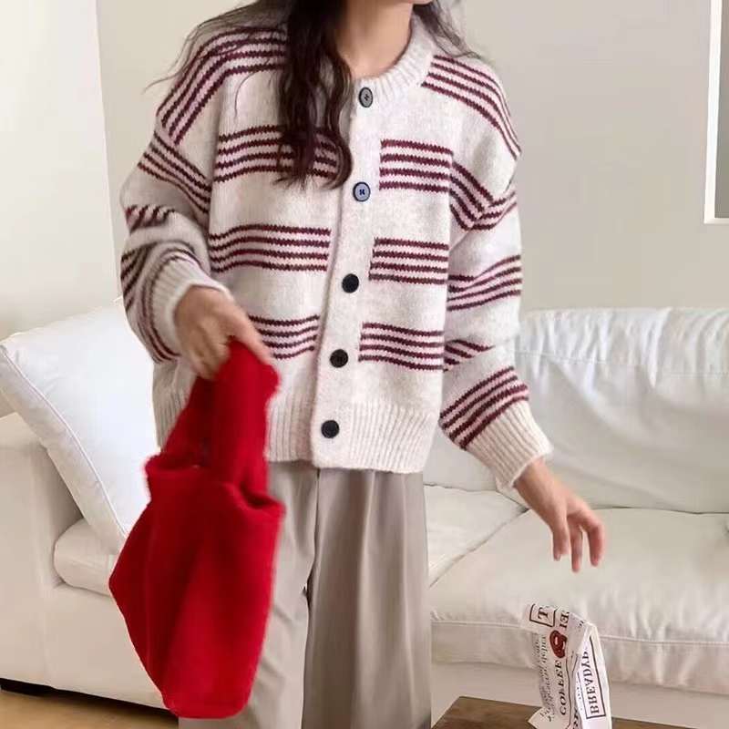 ボーダーニットカーディガン　AJ22231-6101