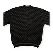 adabat アダバット BIGロゴ入り ウールニットセーター サイズ 4 /メンズ/ゴルフ/ワールド/日本製/チャコールグレー×ブラウン