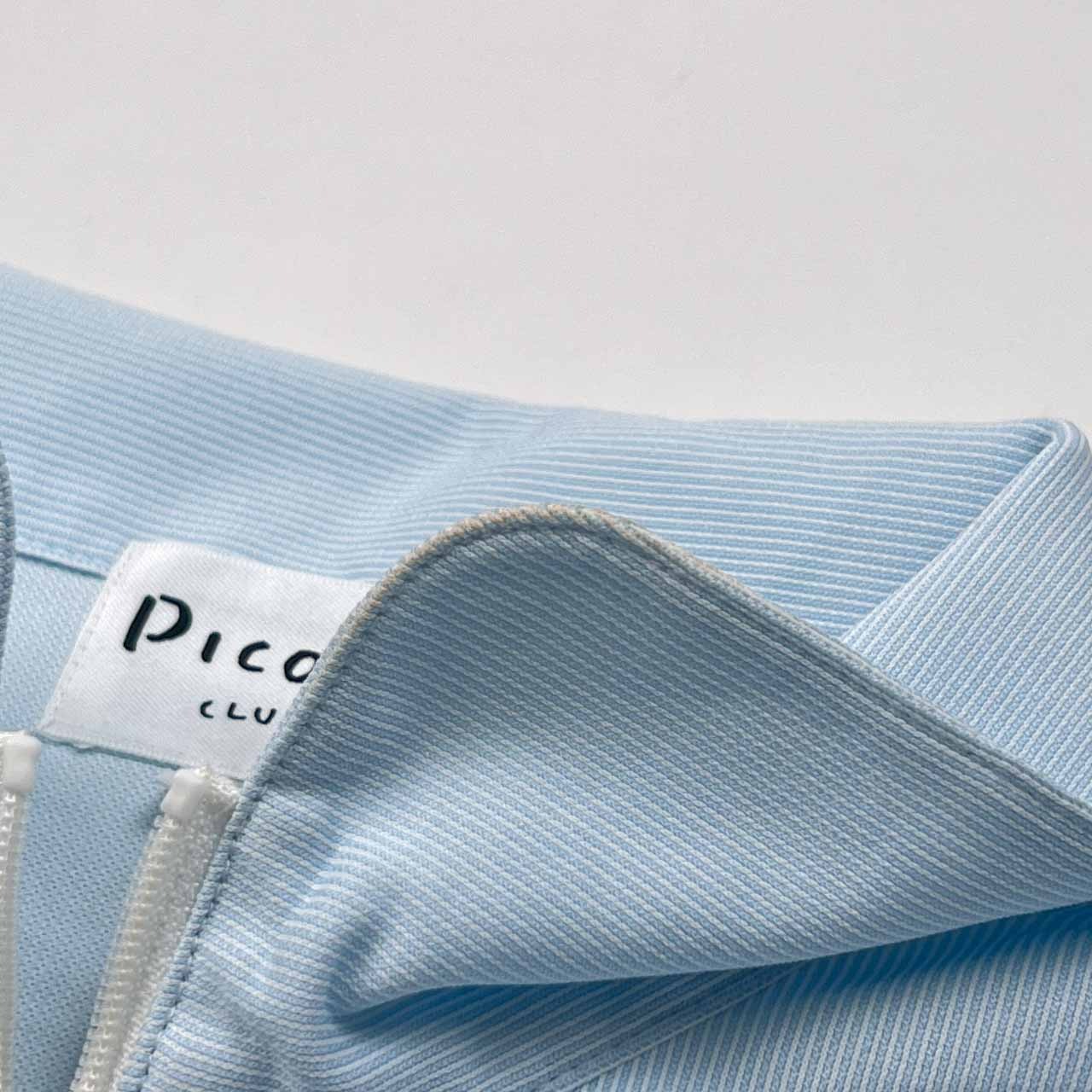 Picone CLUB ピッコーネ ストライプ ハーフジップ 半袖シャツ 2/水色 レディース ゴルフ