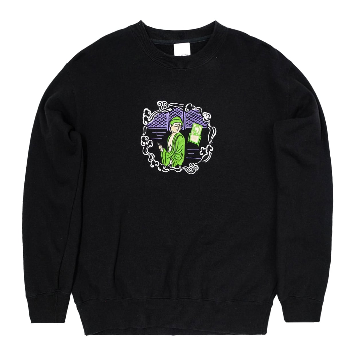みかえり阿弥陀 仏像 トレーナー (刺繍) ブラック 10.0oz | BOSATSU