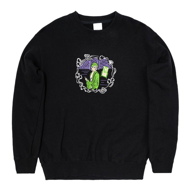 みかえり阿弥陀 仏像 トレーナー (刺繍) ブラック 10.0oz