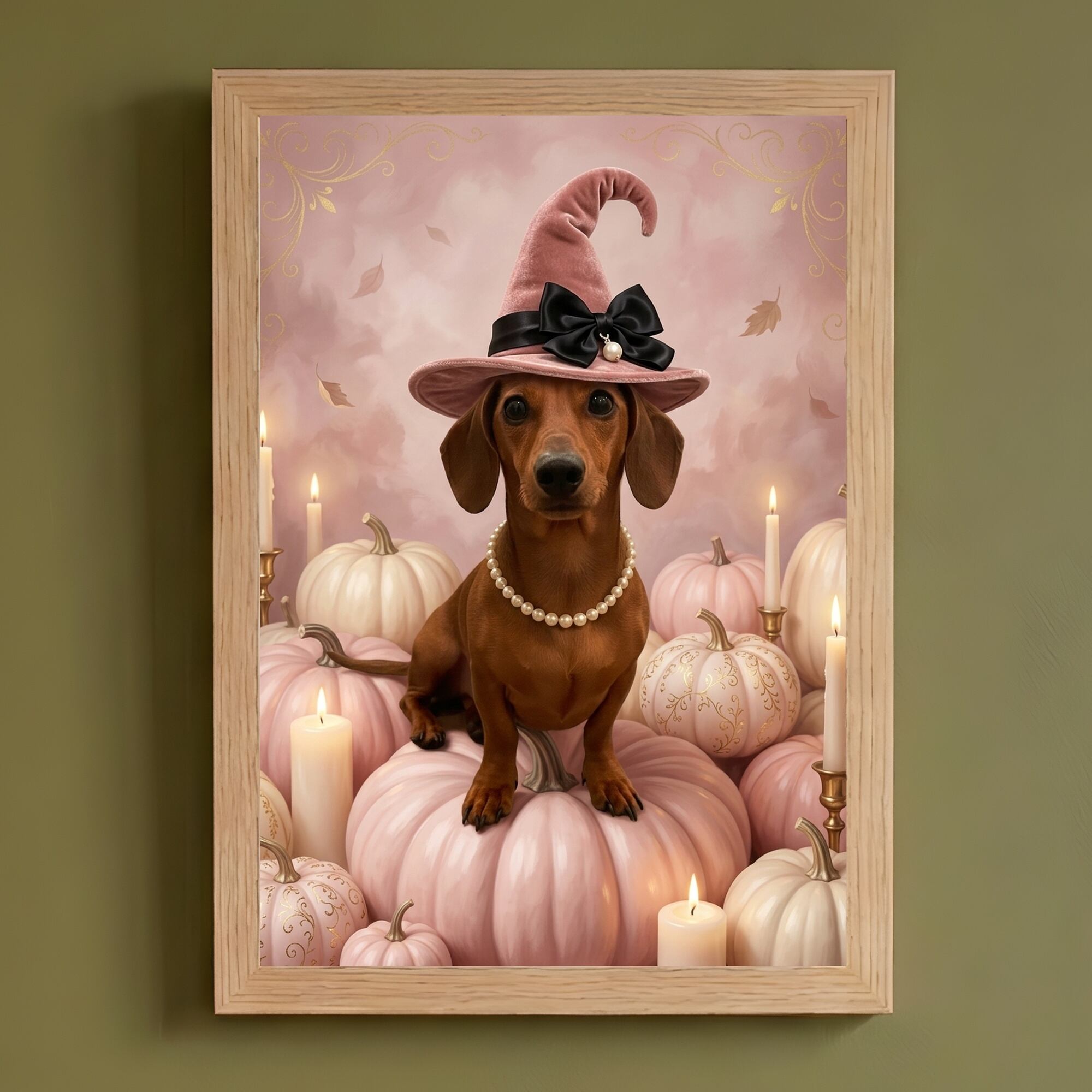 オーダーページ パネル ハロウィン ミニチュアダックス 9/16 犬（ミニチュアダックスフンド）のハロウィン限定アート A4額装