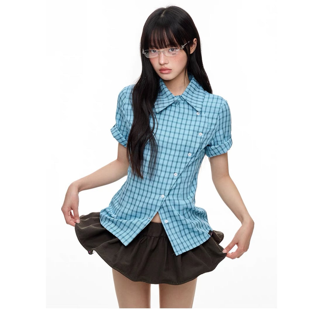トップス JIKOO Check Shirt JIKOO] Blue Check Twilight Plaid Shirt | PAY ID