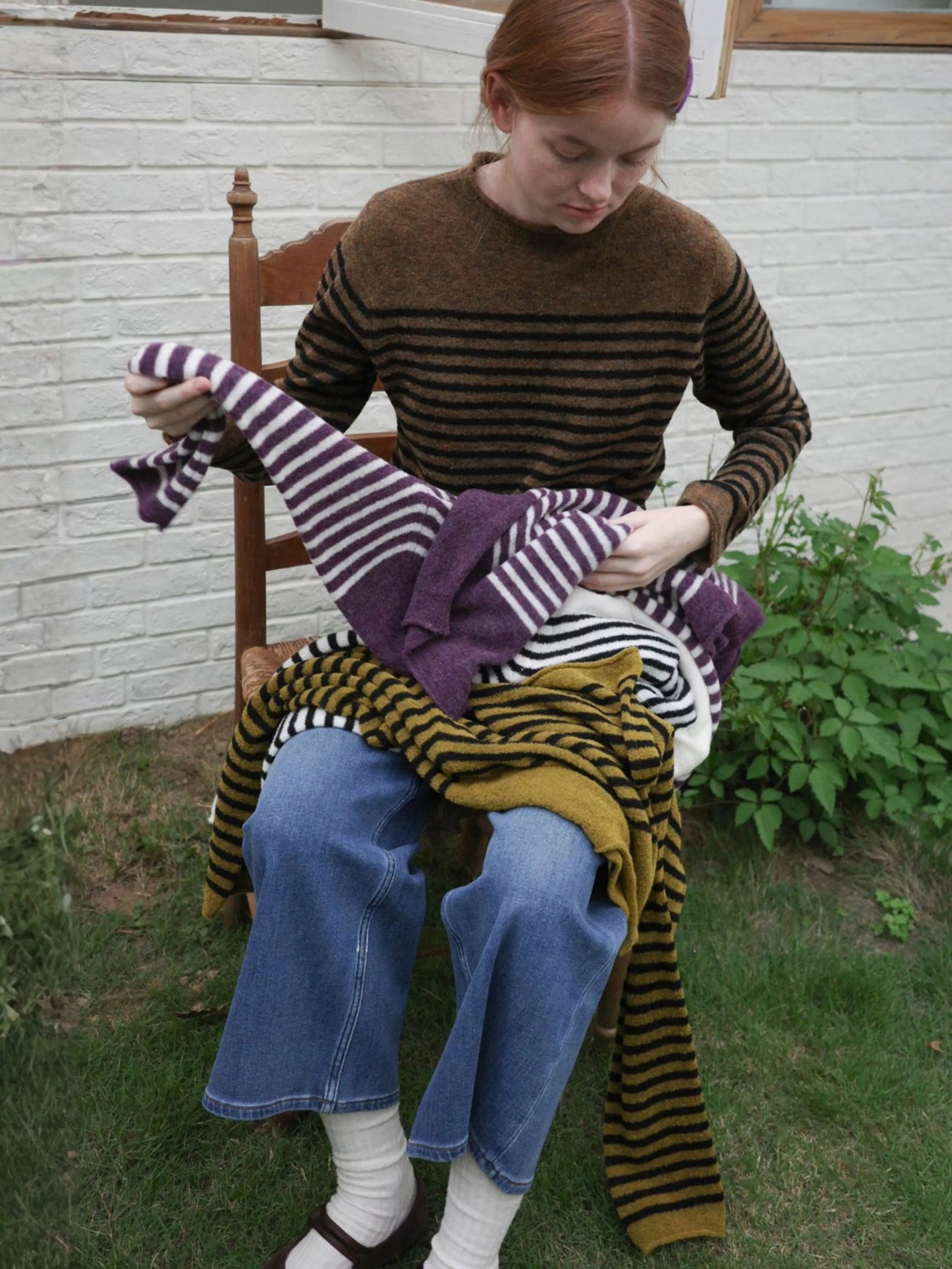 Duveteux Wool-Blend Border Knit F0869