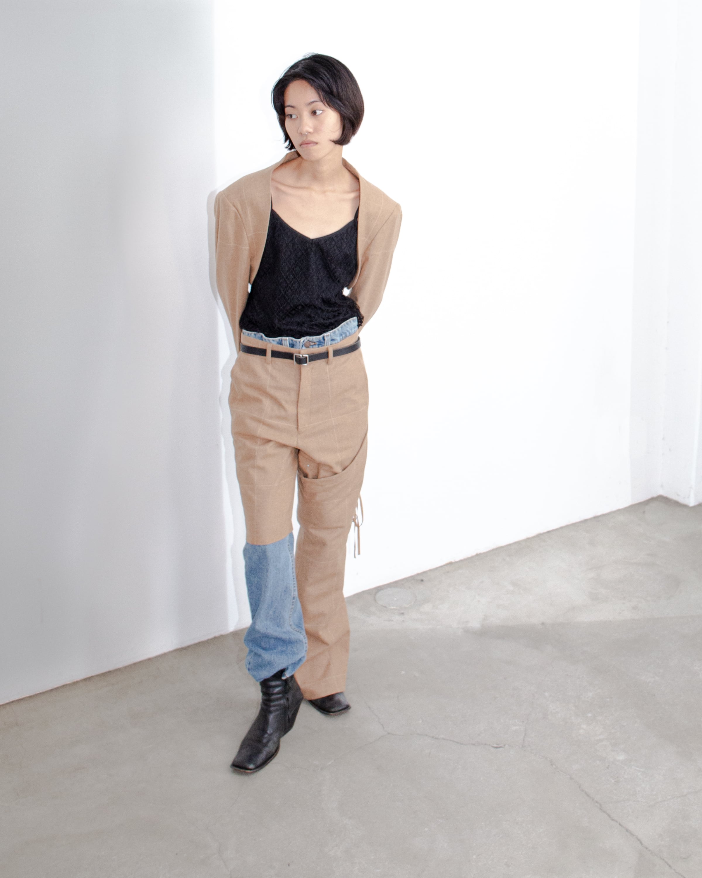mister it. - Irene CR / plaid wool half pants w/leg cover 