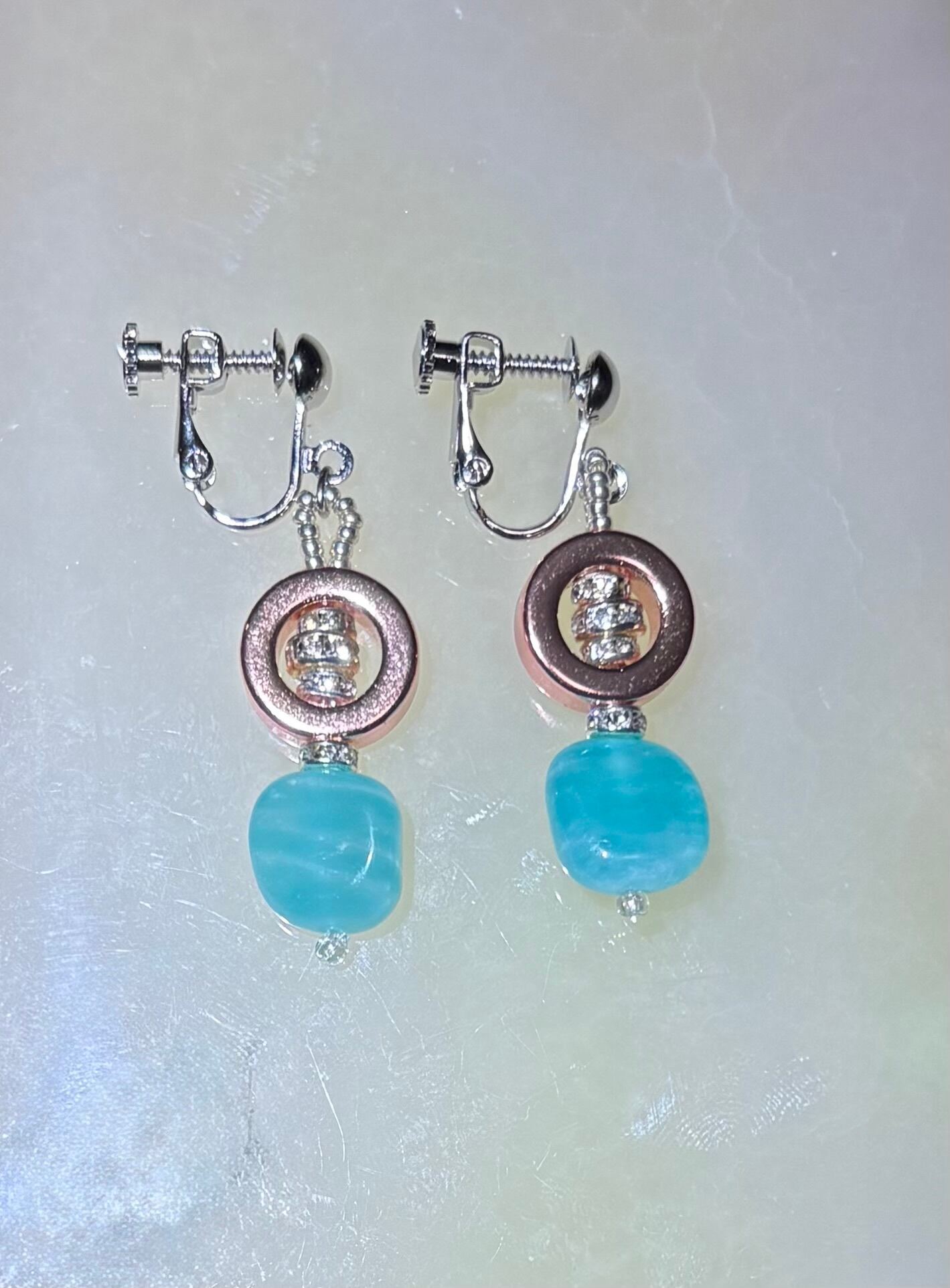 しずくピアス・イヤリング／ブルー【琉球ガラス工房 雫】 | Pay ID