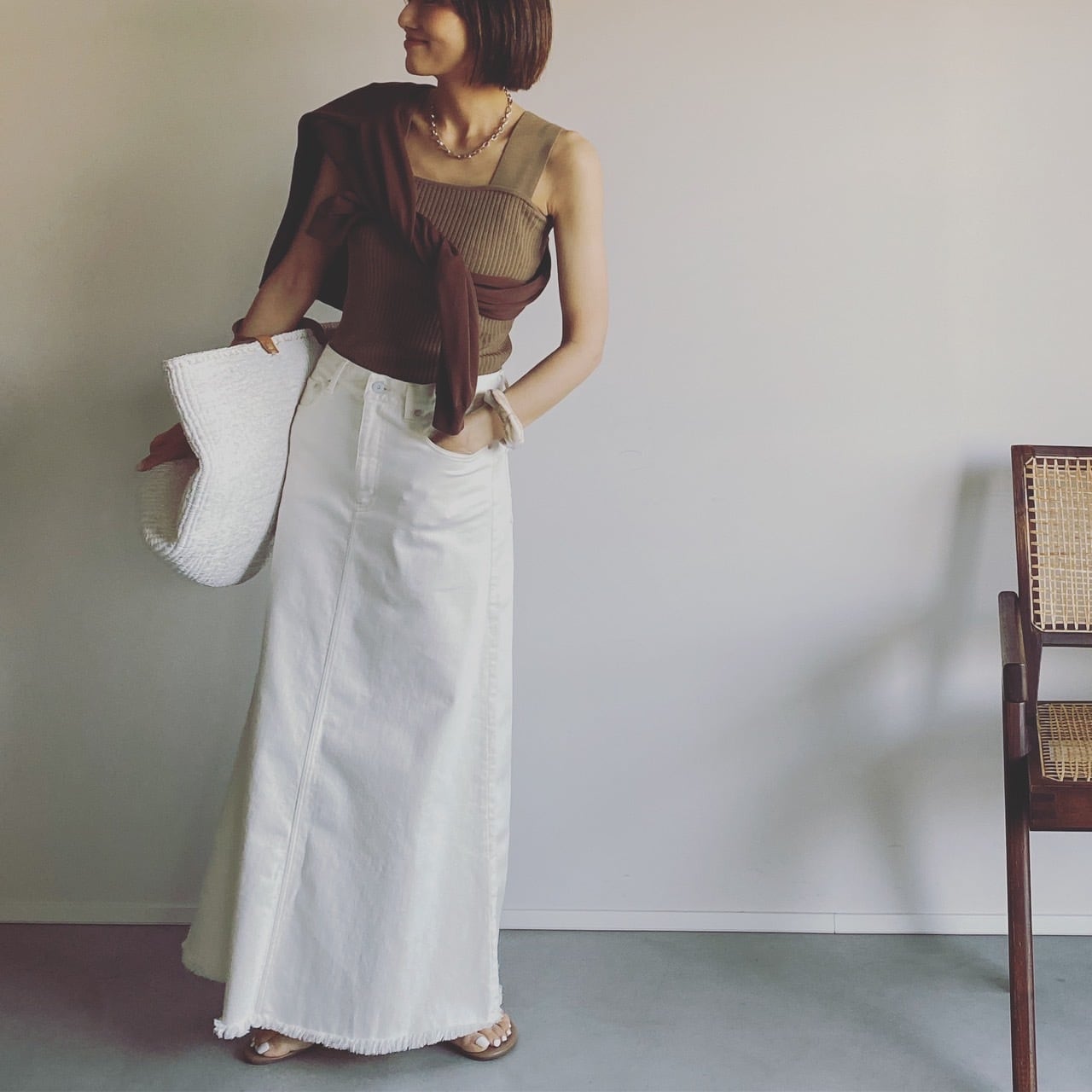 NARROW SKIRT（WHITE）デニムスカート