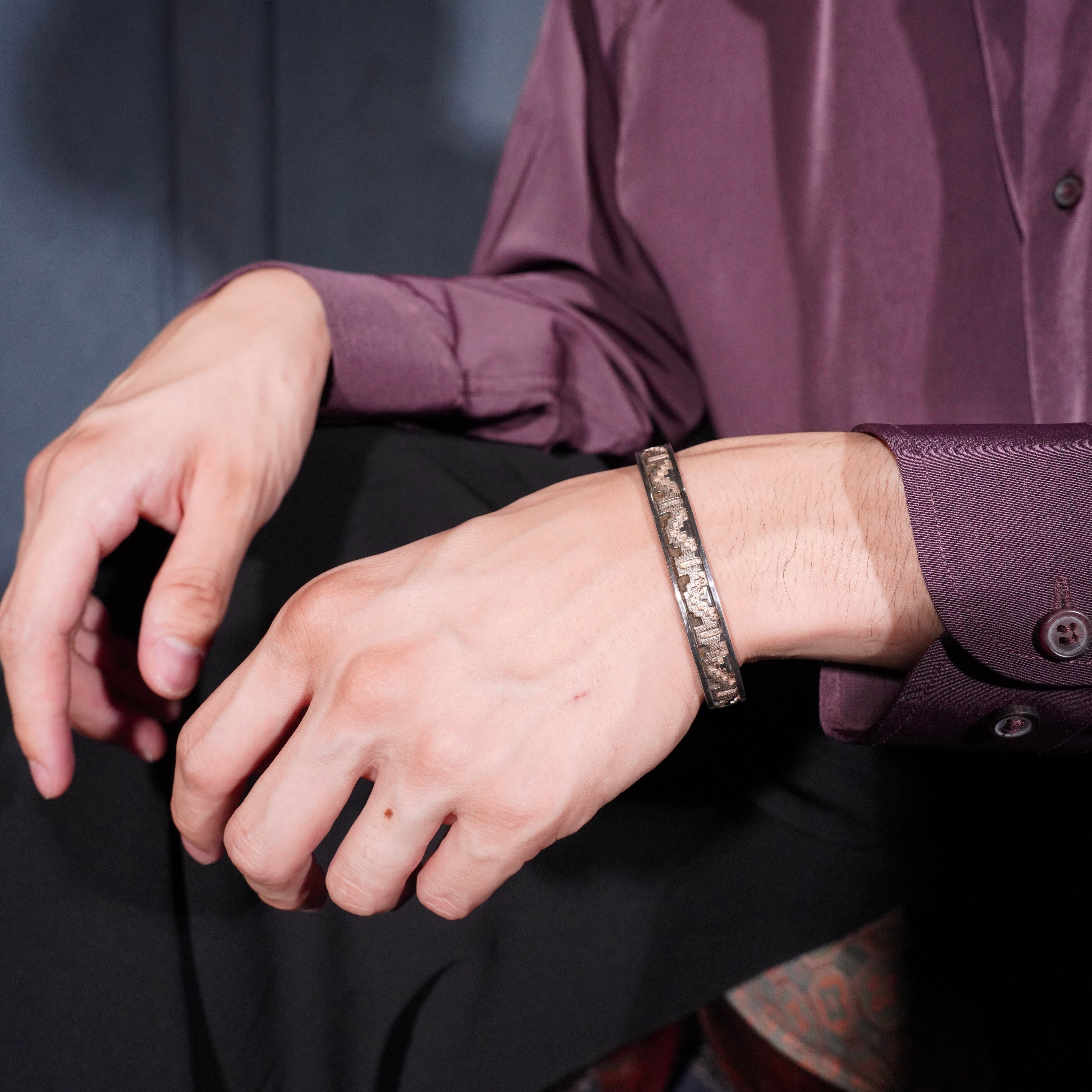 dan jackson navaloバングル INDIAN JEWELRY NAVAJO DAN JACKSON OVERLAY DESIGN SILVER BANGLE