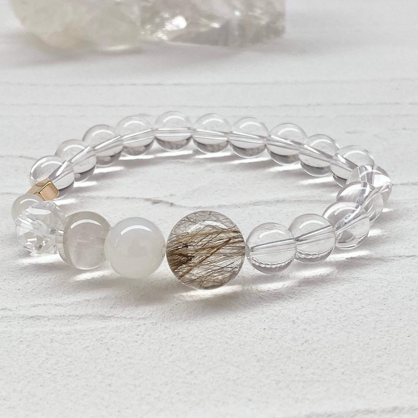 シルバールチルクォーツ ホワイトムーンストーン ホワイト千層ガーデン