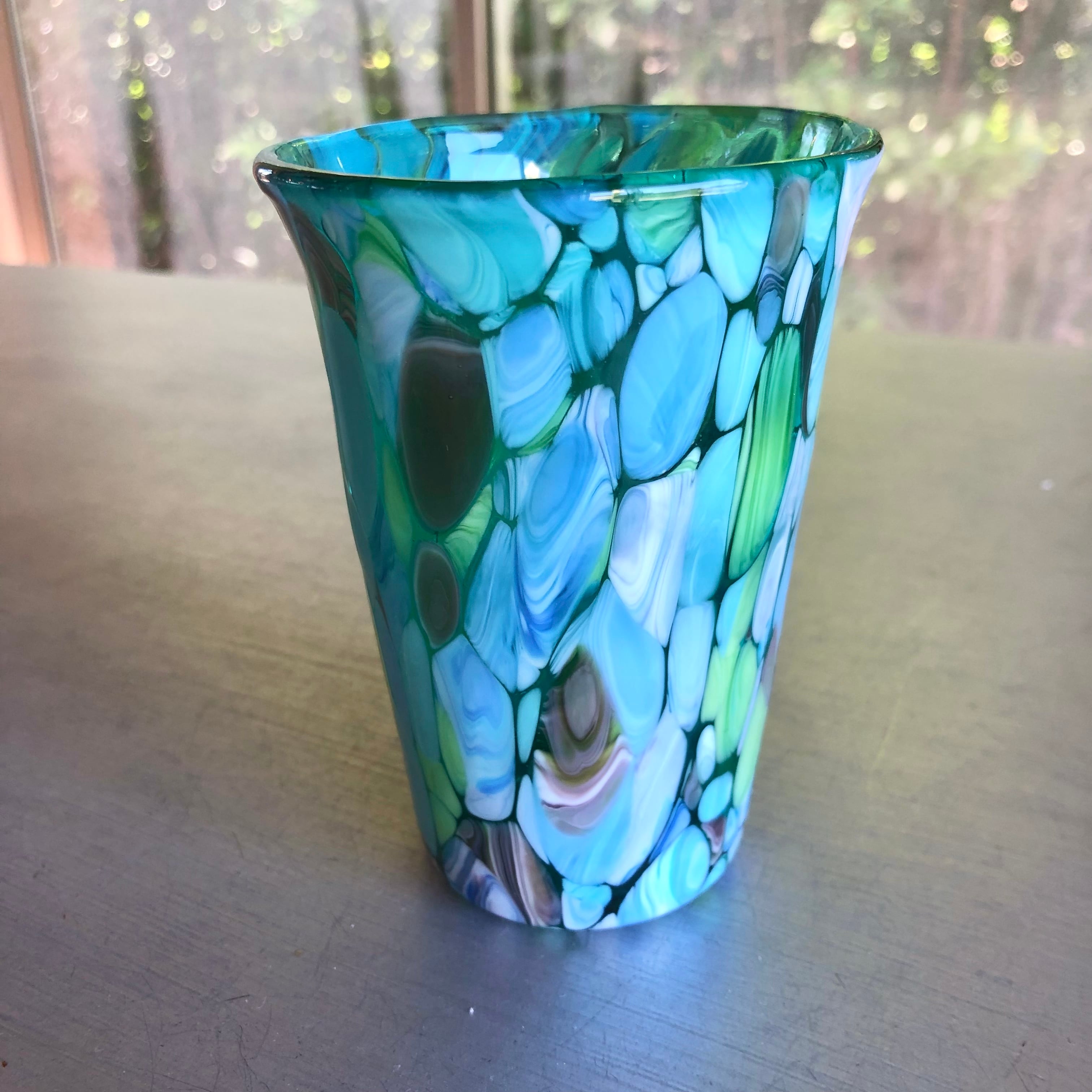 青孔雀グラス（青緑） | ガラス工房カリヒロ