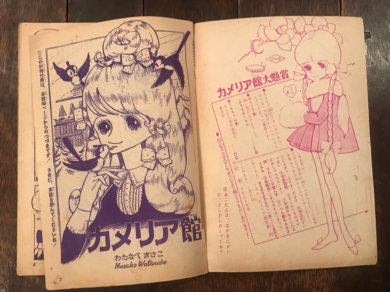 昭和38年りぼん2月号ふろく5「カメリア館」 / わたなべまさこ | 百年