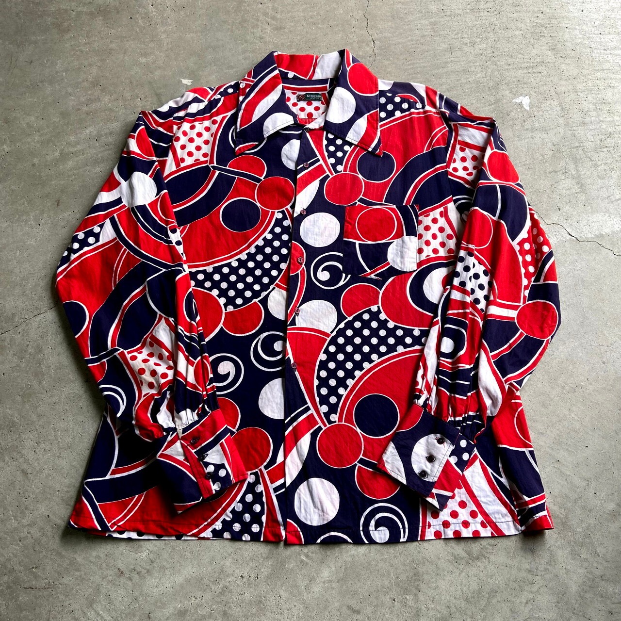 70年代 McGREGOR マックレガー 長袖 総柄シャツ メンズXL 古着 70s 