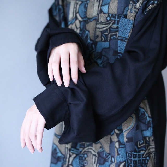 art pattern switching design over silhouette shirt