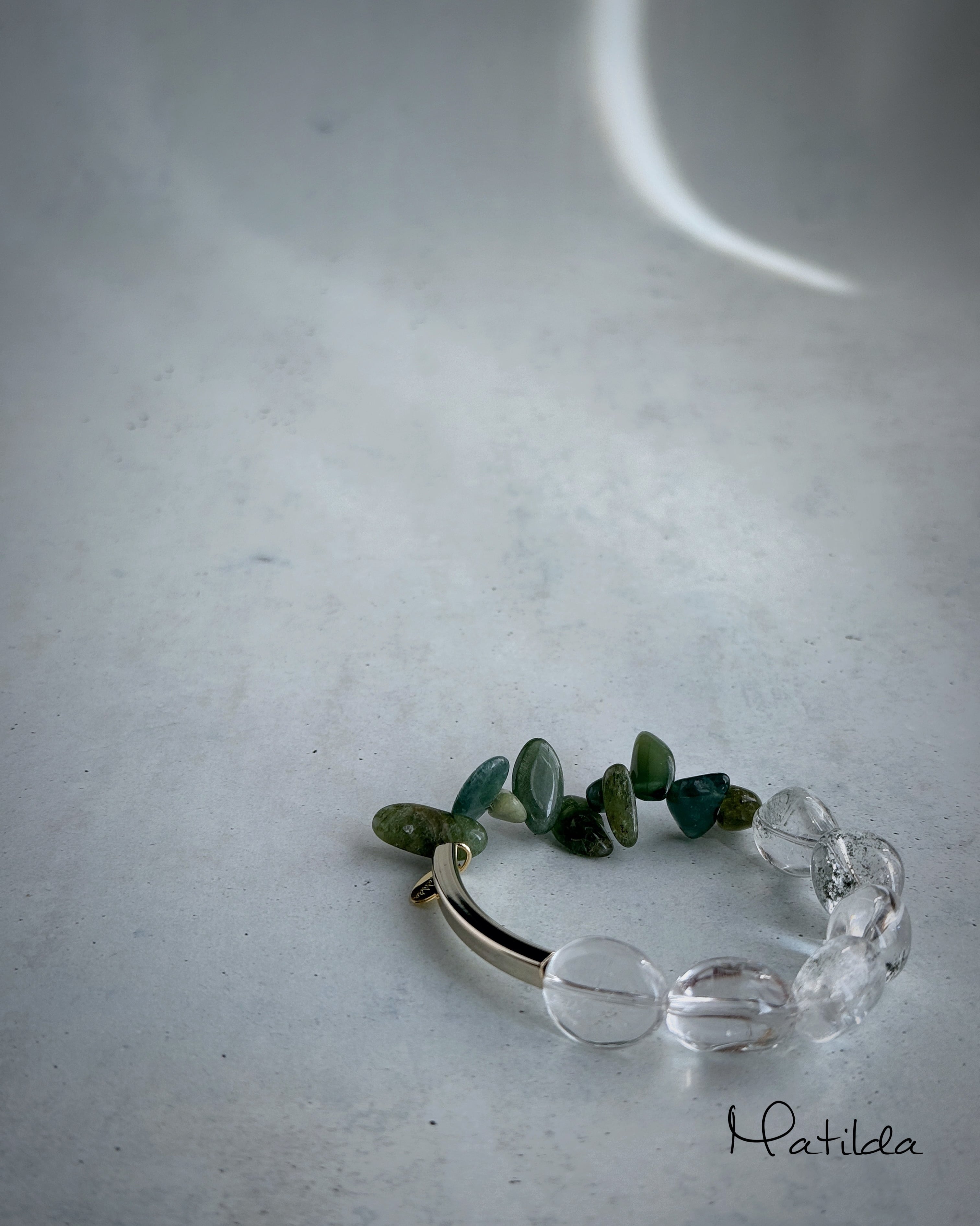 Tube & stone bracelet(ガーデンクォーツ×グリーンアパタイト)