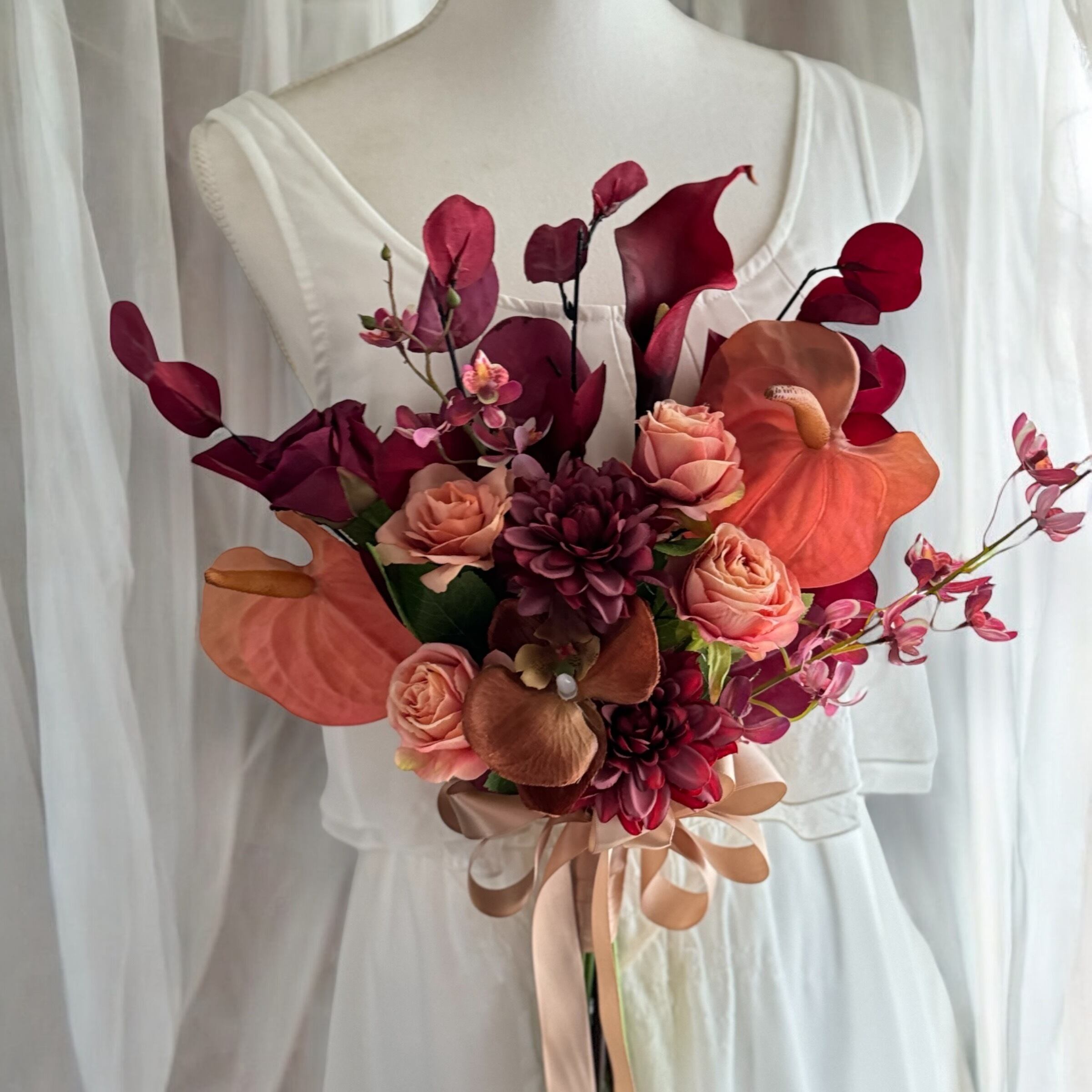 ワインレッド×オレンジクラッチブーケ☆ | houkiboshi