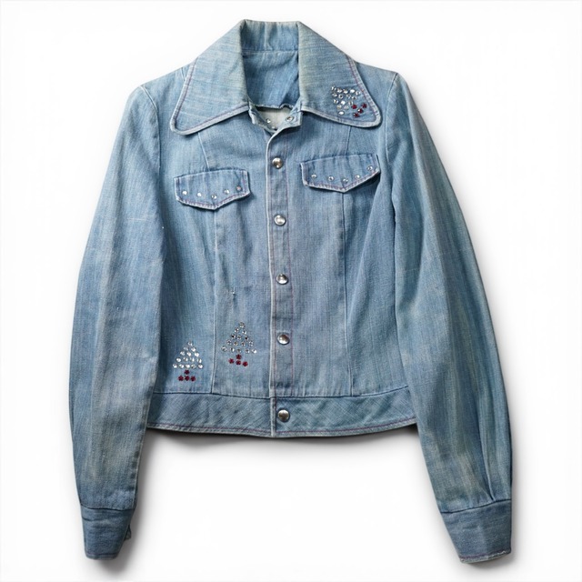 1970's vintage rhinestone design western denim jacket