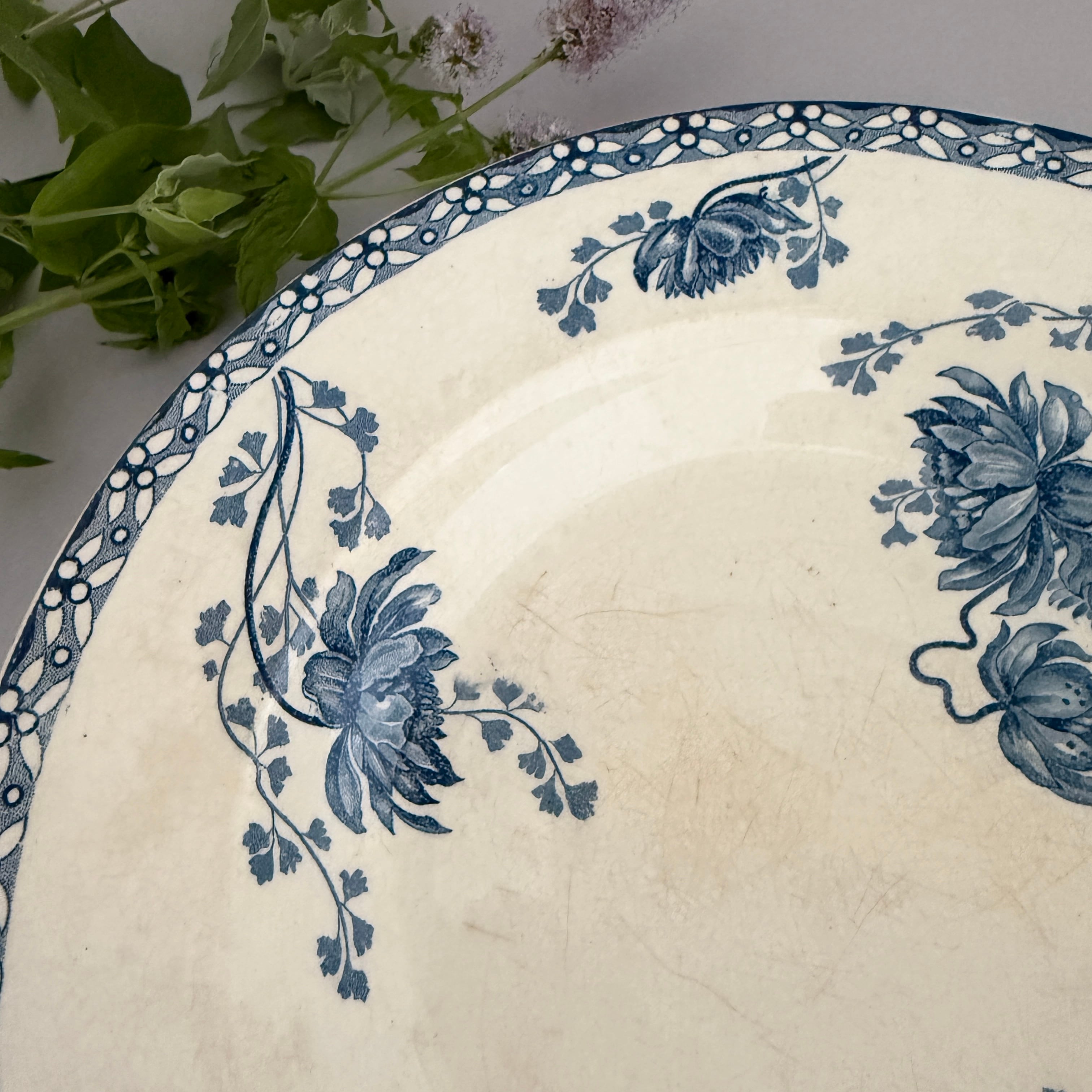 French Antique Soup Plate of Sarreguemines ROYAT Series