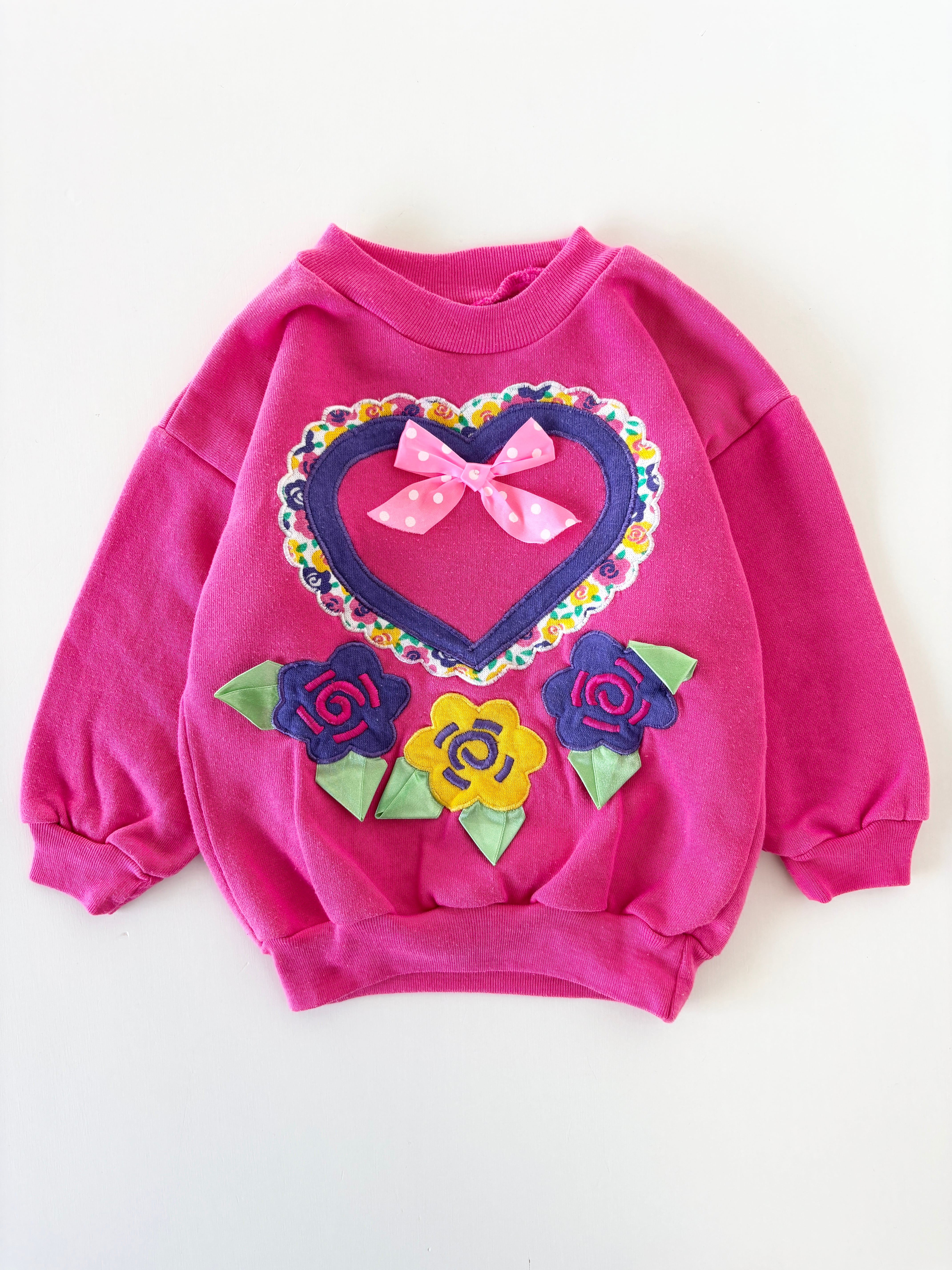 【3T相当・vintage】ハート×フローラルスウェット