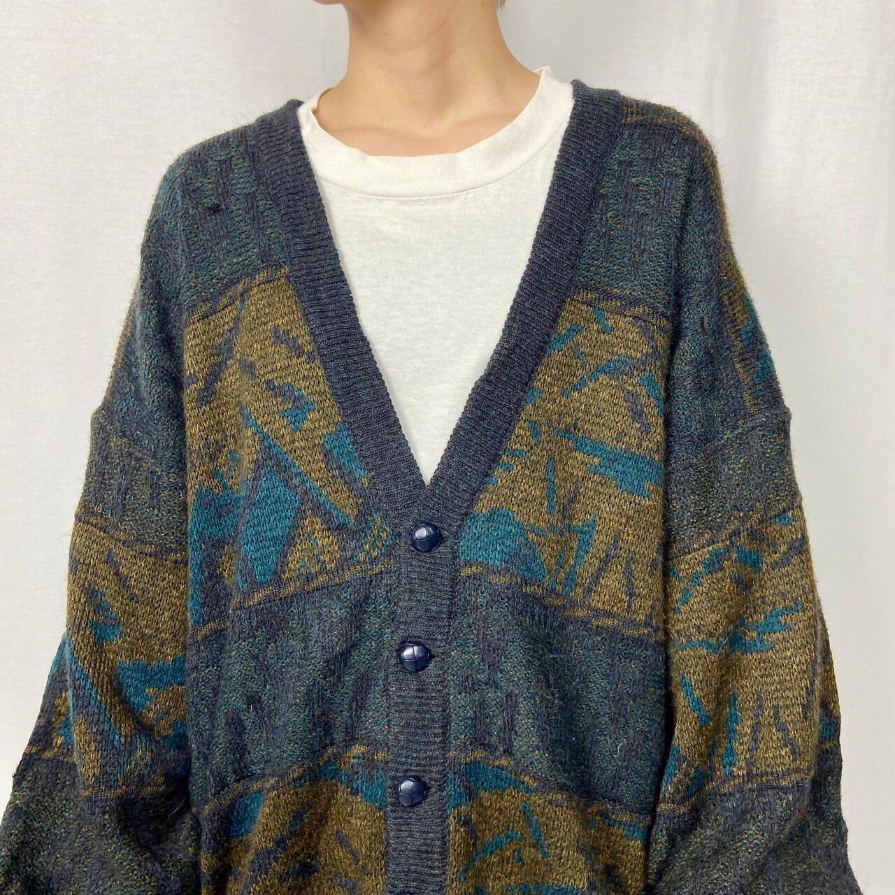 80年代 ユーロ ANGELO LITRICO アクリル×ウール 総柄 ニット 