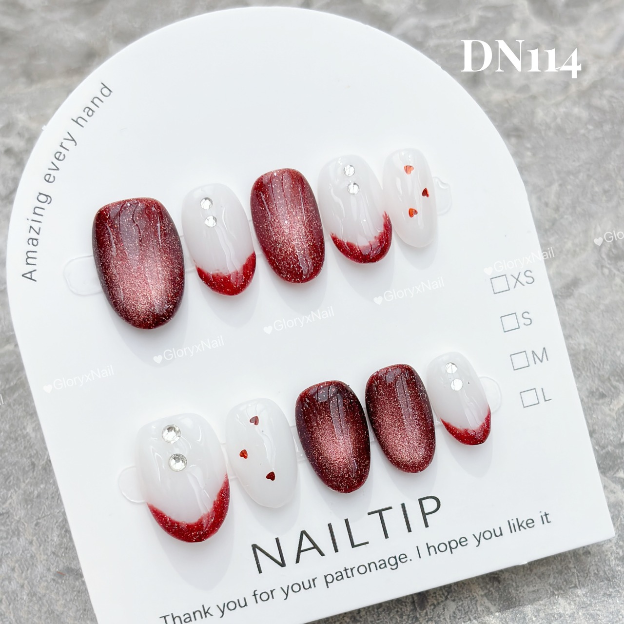 DN114 ネイルチップ　ハンドメイド 長さ選べる　写真はショートオーバル 　サイズXS/S/M/L　ツールキット付き　収納ケースあり　
