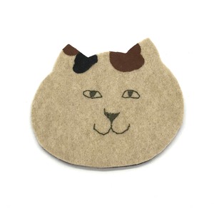 【すぎはらゆり】フェルトねこ コースター B