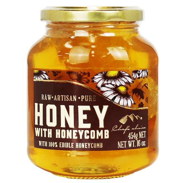 シェフズチョイス 非加熱 はちみつ ピュア ローハニー 454g Raw Honey with HONEY COMB