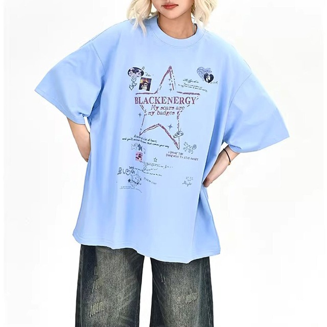 スターパターンポップグラフィックTシャツ 2col   R02139