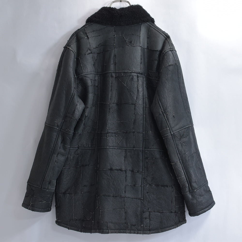 Vintage パッチワークデザイン シアリング ジャケット 本革 レザー