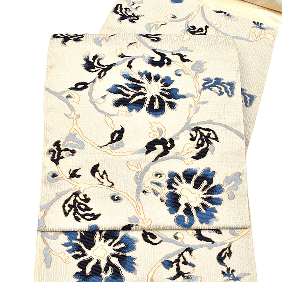 専用　西陣織の名古屋帯　刺繍　正絹 名古屋帯 九寸 京都 西陣 黒 名物裂 花文 上質な織り 正絹 中古 kp903