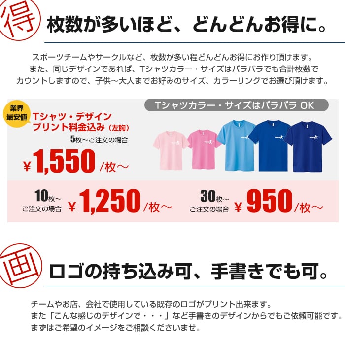 速乾 ドライ Tシャツ 4.4オンス オリジナルTシャツ プリント ...