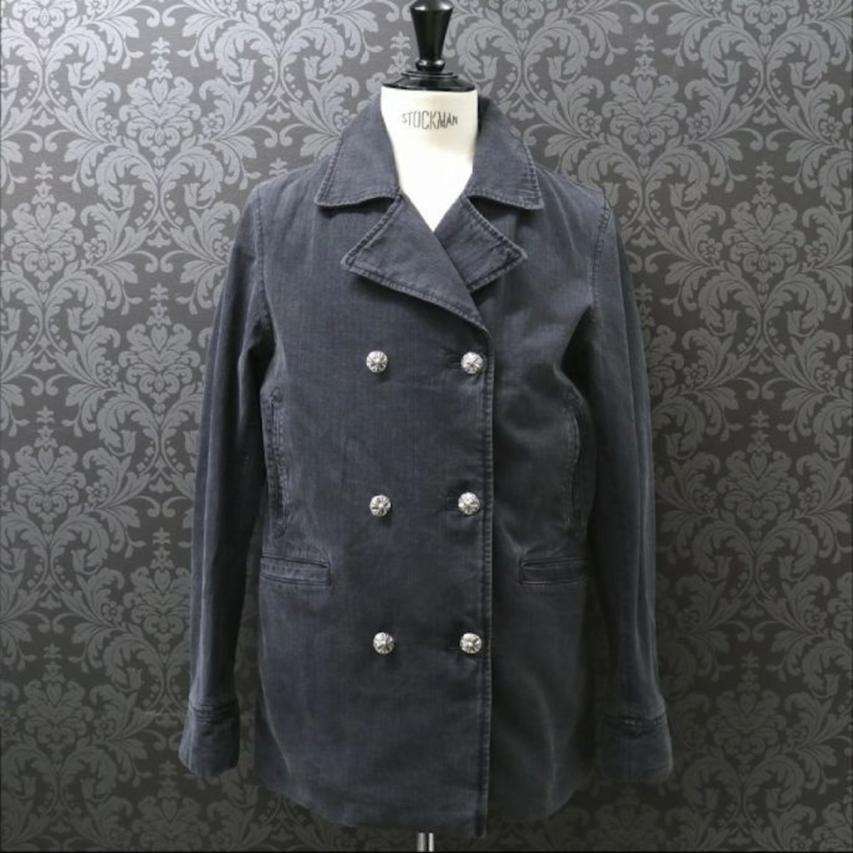 CHROME HEARTS クロムハーツ クロスボールボタン Pコート ヘリンボーン 