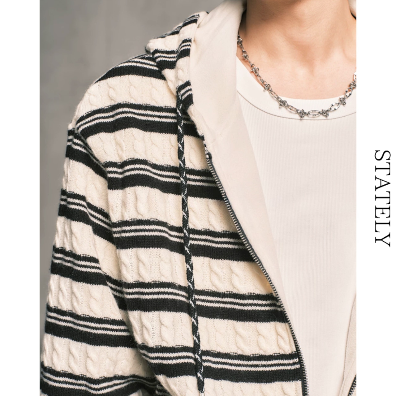 Cable Stripe ジップアップフーディー/4color__T09・画像15