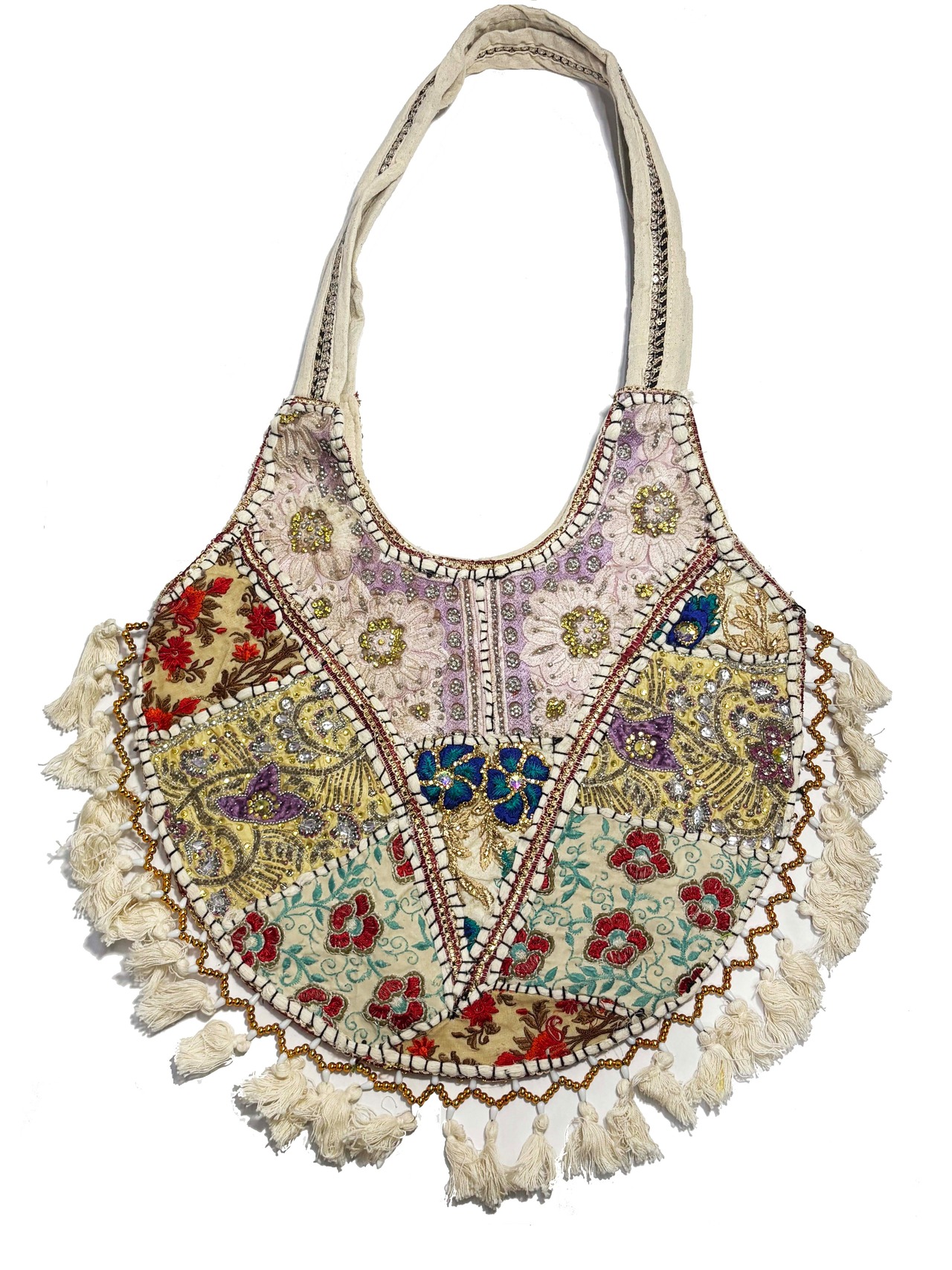 オールドサリー刺繍BAG/ホワイトNO1