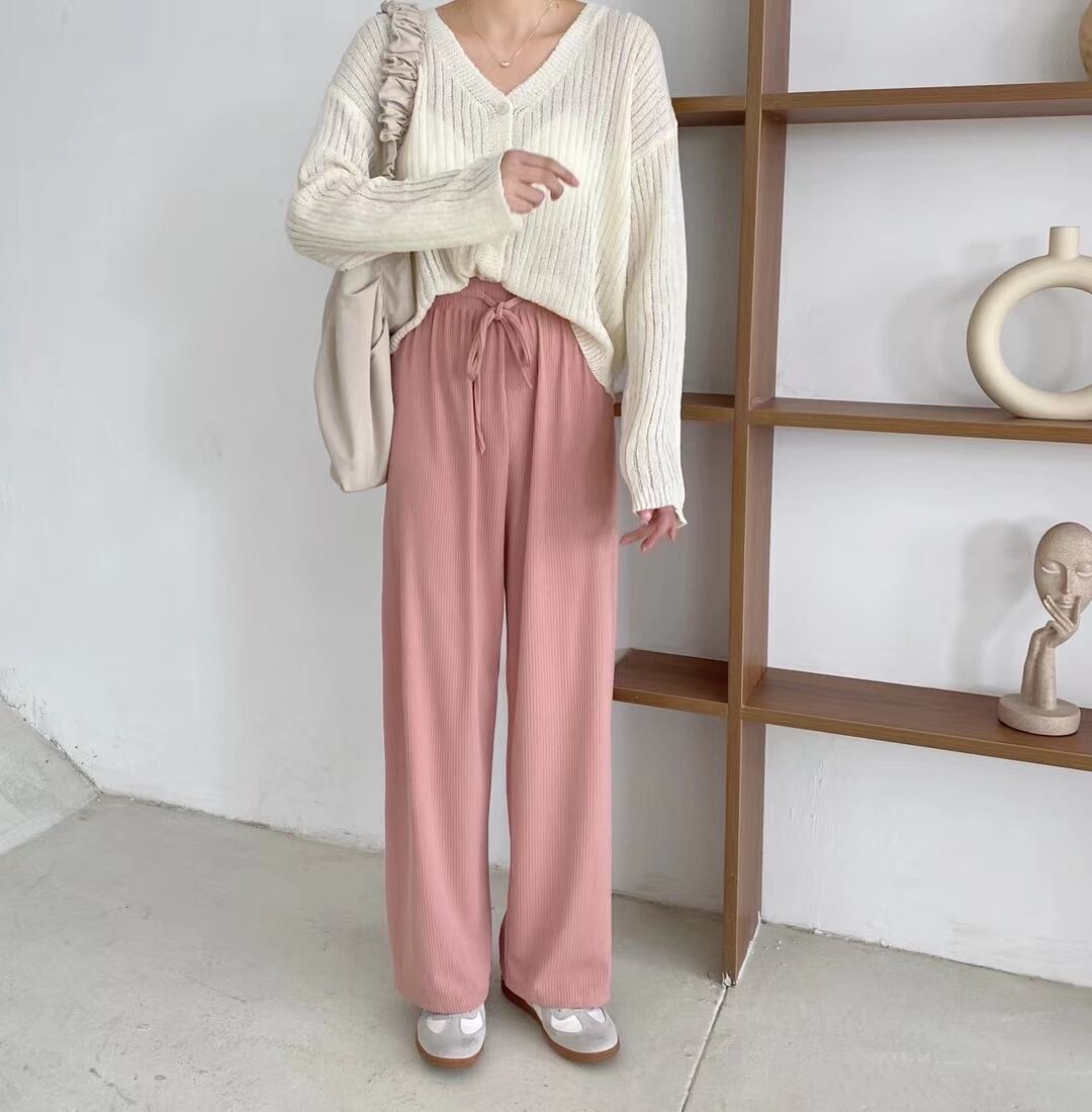 ウエストゴム　リブワイドパンツ　AJ205-614