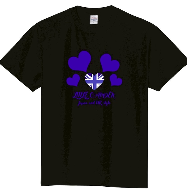 プチハートTシャツ ブラックパープル