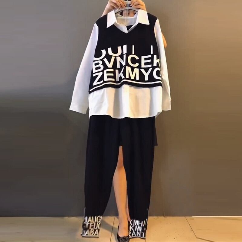 カジュアルパンツ オータムルーズTシャツ セット 秋物 ミックスインファッション37508366103