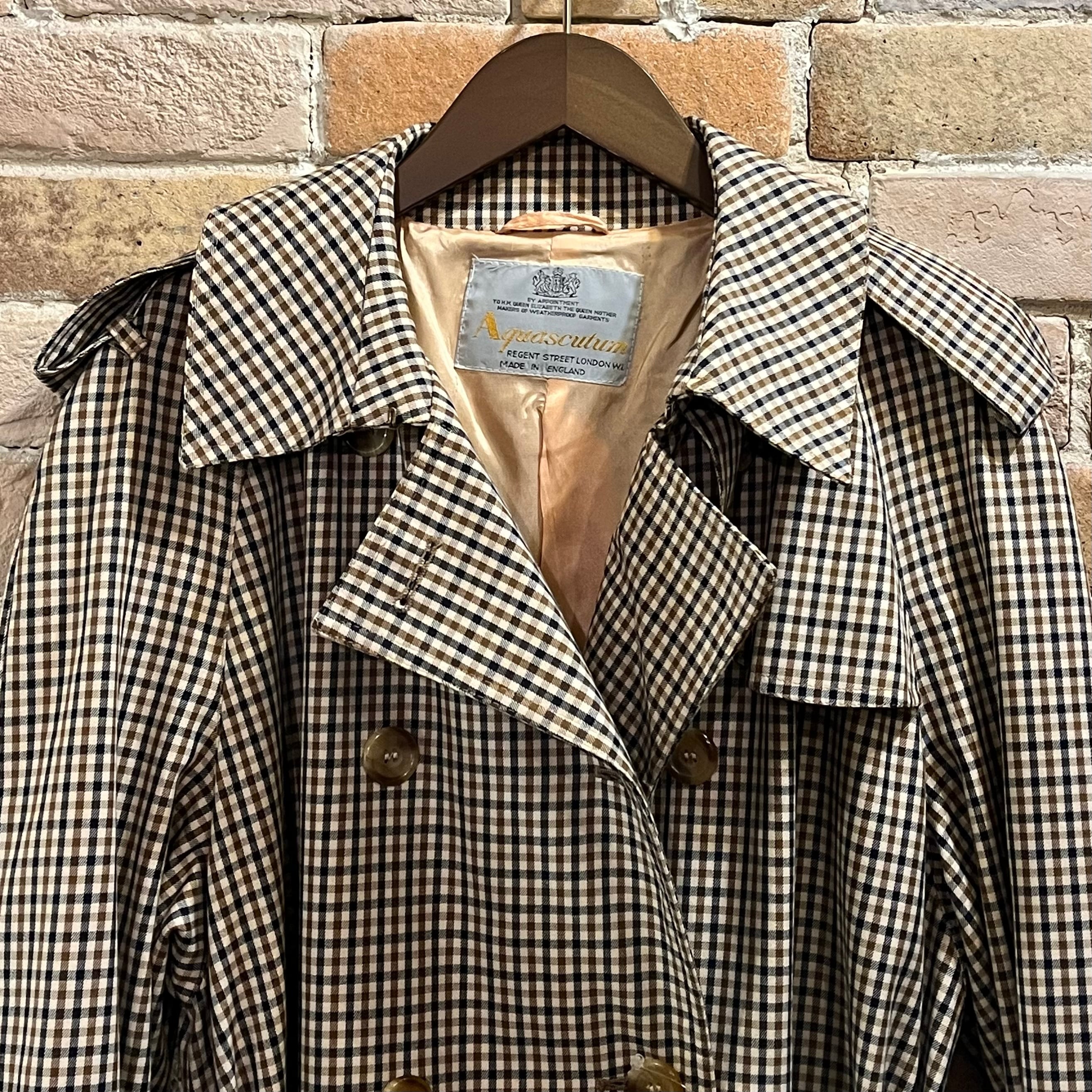 aquascutum “80s ladies club check trench coat” size12 イングランド 