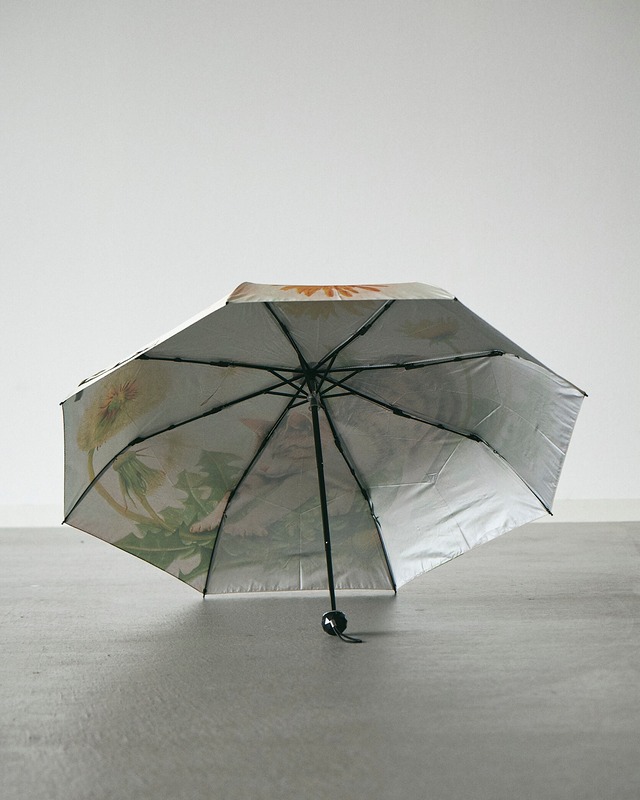 たんぽぽと猫とやさしい風　三つ折り傘　[sam004］